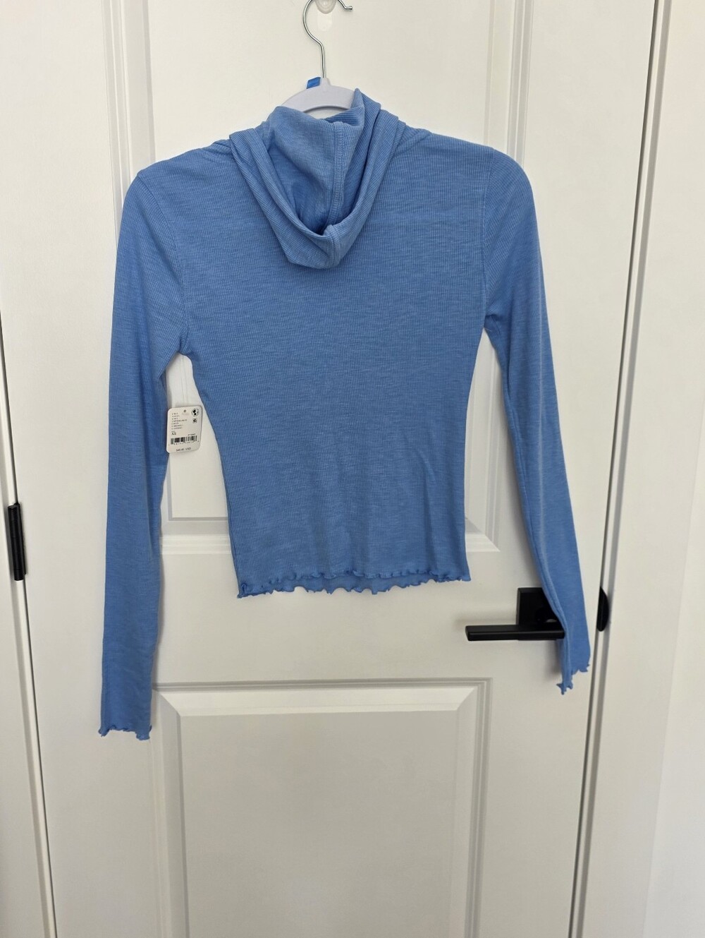 BNWT Free People Movement Breathe EasyRibbed Hooded Long Sleeve - Blue - Size Xs - Picture 2 of 5